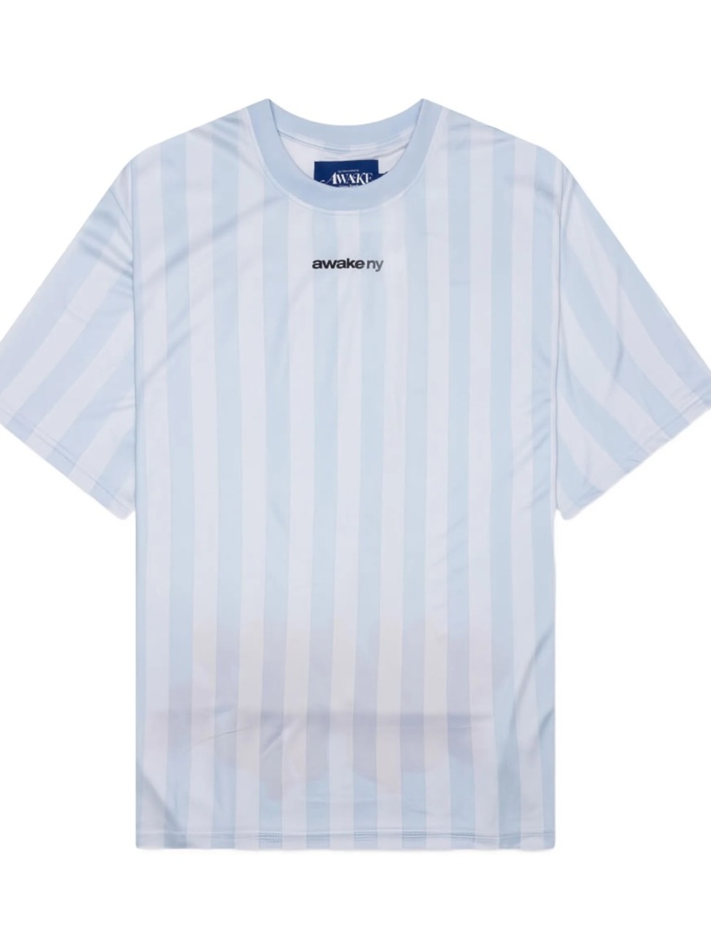 Awake Light Blue and White Vertical Stripe Tee